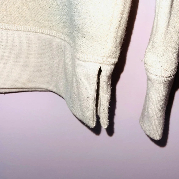 American Eagle Cream & Gold Metallic Sparkle Pullover Sweatshirt Small Women’s - Picture 6 of 12